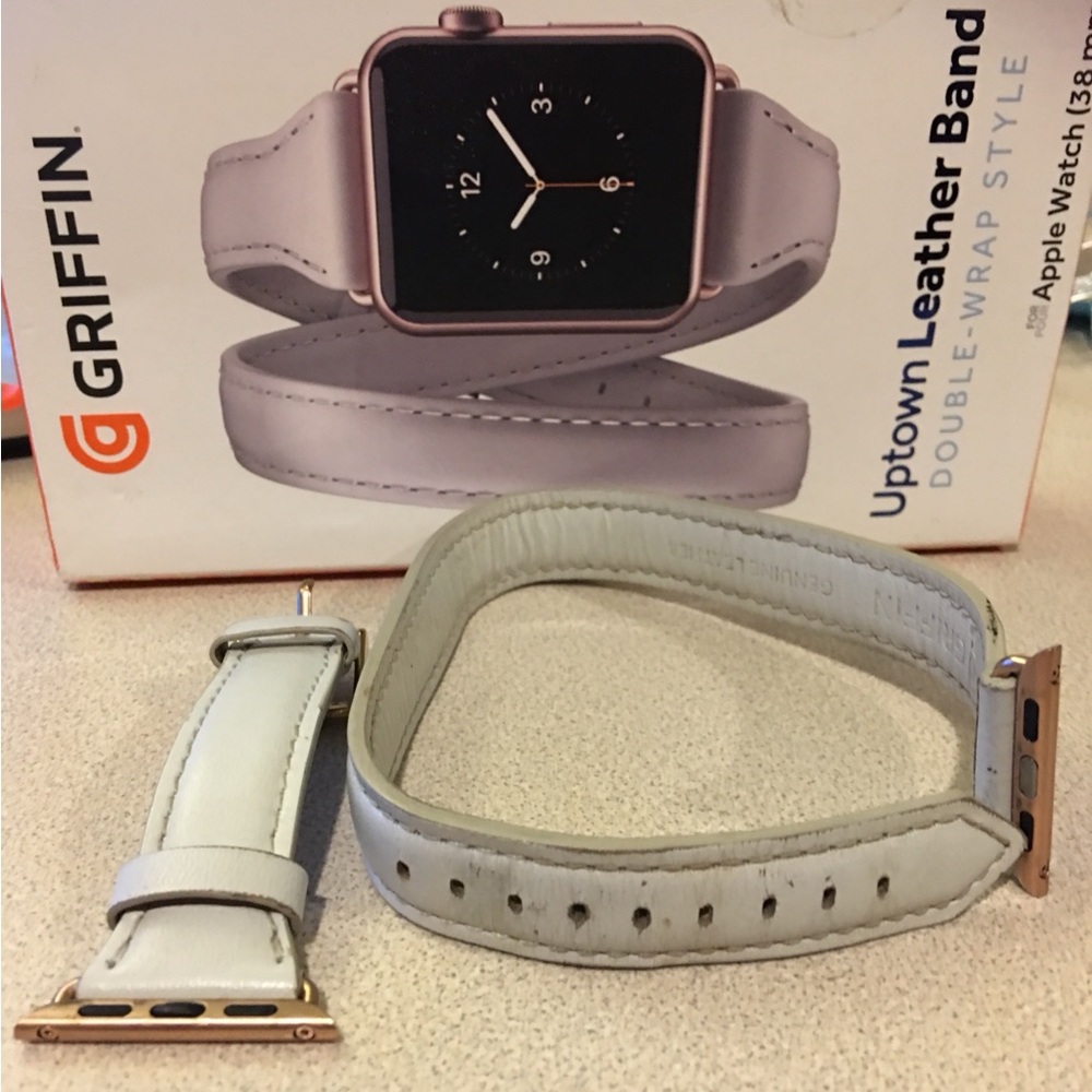 Apple Watchband Uptown Leather Band for Apple Watch - Gray and Rose Gold